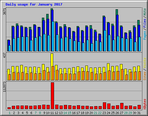 Daily usage for January 2017