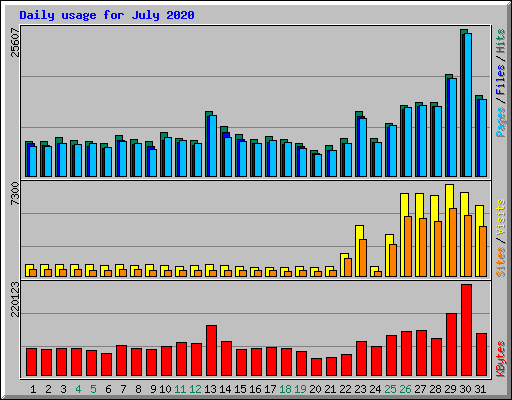 Daily usage for July 2020