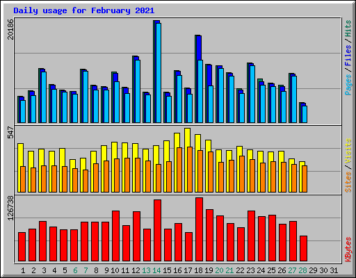 Daily usage for February 2021