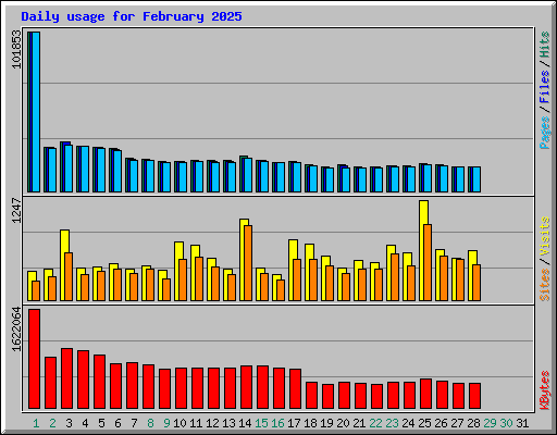 Daily usage for February 2025